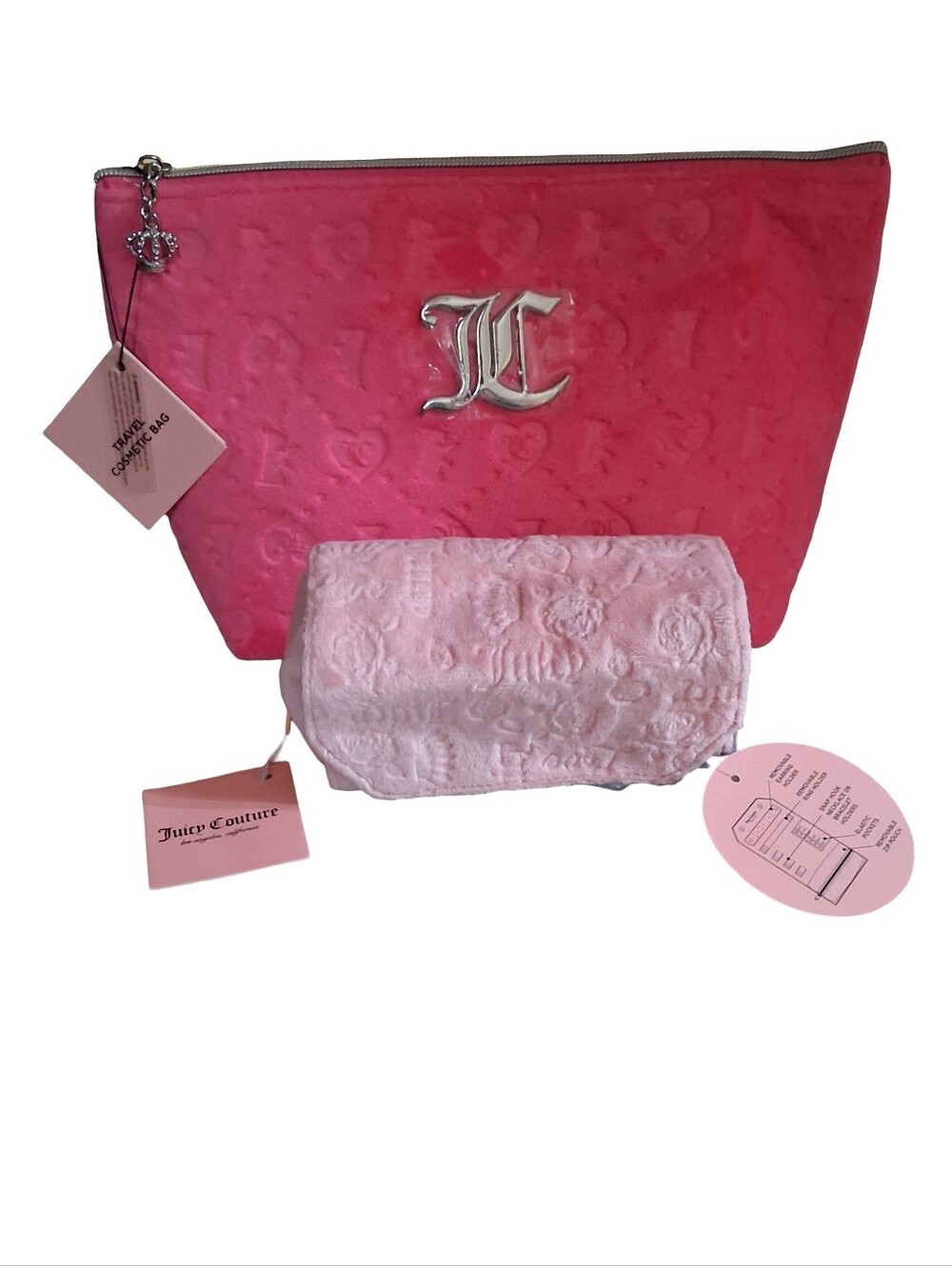 Juicy Couture Large Cosmetic Bag & Roll Up Organizer NWT
